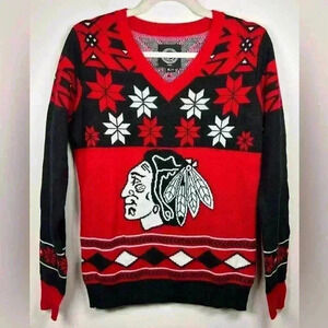 Chicago Blackhawks Floral Sweater NHL Officially Licensed Women’s Size Medium